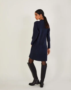 MONSOON Rib Knit Dress With Recycled Polyester Blue -Amour Fashion 23 45131661 3