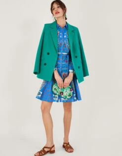 MONSOON Mixed Print Shirt Dress Blue -Amour Fashion 23 54015602 2