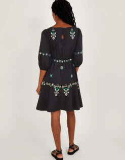 MONSOON Embroidered Tiered Dress Black -Amour Fashion 23 54023601 3