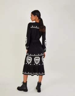 MONSOON Embroidered Jersey Shirt Dress In Sustainable Cotton Black -Amour Fashion 23 54059501 3