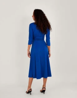 MONSOON Ring Detail Ruched Jersey Midi Dress Blue -Amour Fashion 23 54067202 3