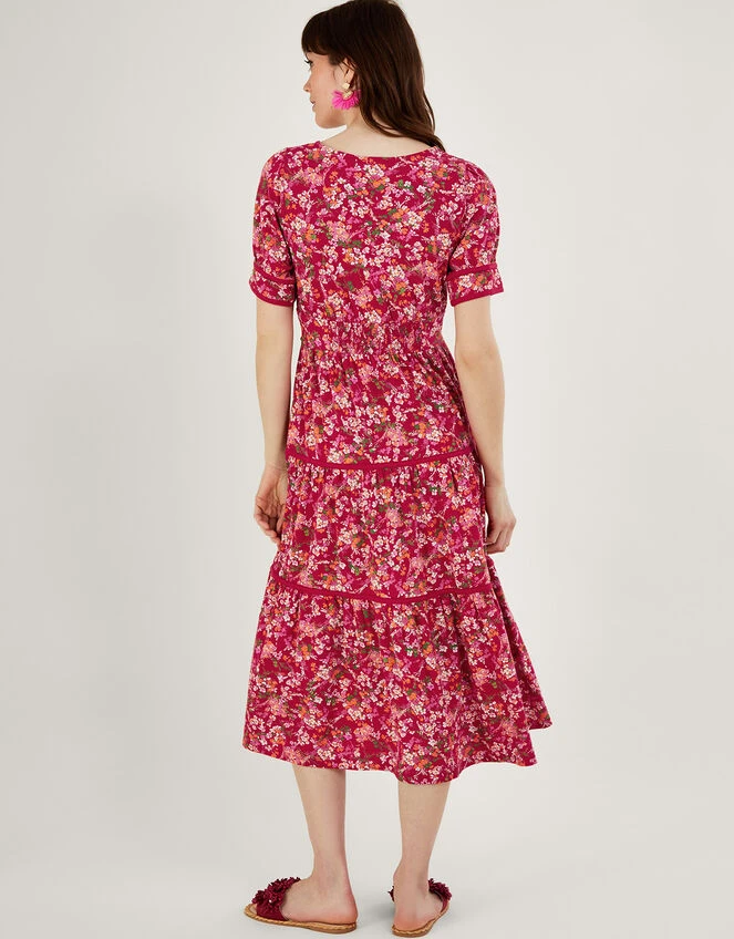MONSOON Ditsy Floral Midi Dress Red 5 MONSOON Ditsy Floral Midi Dress Red - Image 3