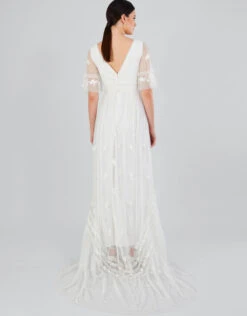 MONSOON Julita Embroidered Lace Trim Bridal Dress Ivory -Amour Fashion 23 54075546 3