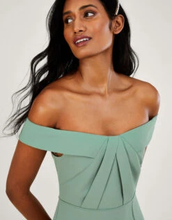 MONSOON Beatrice Crepe Bardot Maxi Dress Green -Amour Fashion 23 54076127 3