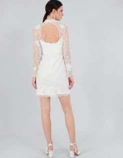 MONSOON Krystyna Embroidered Short Dress Ivory -Amour Fashion 23 54082146 3