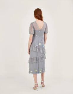 MONSOON Gwendolyn Embroidered Tiered Midi Dress Grey -Amour Fashion 23 54084403 3