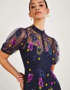 MONSOON Natalia Embellished Midi Dress Blue -Amour Fashion 23 54084761 3