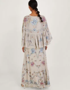 MONSOON Seraphina Embroidered Cape Maxi Dress Nude -Amour Fashion 23 54085163 3