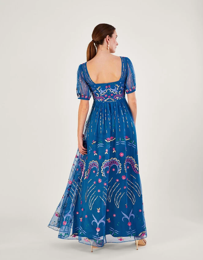 MONSOON Tilly Embellished Maxi Dress In Recycled Polyester Blue 5 MONSOON Tilly Embellished Maxi Dress In Recycled Polyester Blue - Image 3