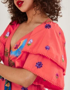 MONSOON Lucy Layered Sleeve Embellished Maxi Dress Orange -Amour Fashion 23 54087034 2