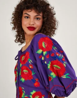 MONSOON Meryl Embellished Midi Dress Purple -Amour Fashion 23 54087104 2