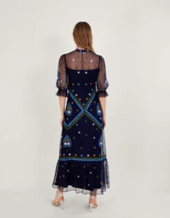 MONSOON Tracey Embroidered Maxi Dress In Recycled Polyester Blue -Amour Fashion 23 54087661 3