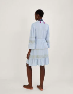 MONSOON Embroidered Pom-Pom Kaftan Dress In LENZING™ ECOVERO™ Blue -Amour Fashion 23 54143402 3