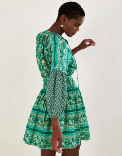 MONSOON Floral Print Tiered Short Dress In LENZING™ ECOVERO™ Green -Amour Fashion 23 54150107 3