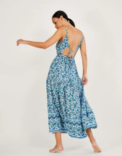 MONSOON Floral Print Strappy Maxi Dress With LENZING™ ECOVERO™ Blue -Amour Fashion 23 54150602 3