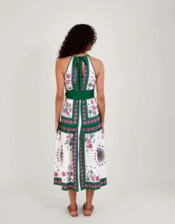 MONSOON Scarf Print Halter Midi Dress Green -Amour Fashion 23 54154507 3