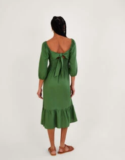MONSOON Melanie Tea Dress In Linen Blend Green -Amour Fashion 23 54269307 3