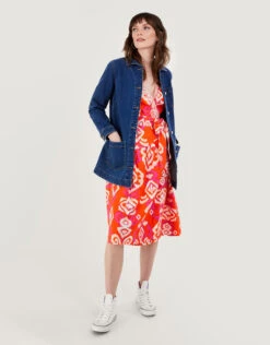 MONSOON Aspen Wrap Dress In Linen Blend Orange -Amour Fashion 23 54276015 2