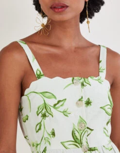 MONSOON Kai Floral Print Dress In Linen Blend Ivory -Amour Fashion 23 54277246 3