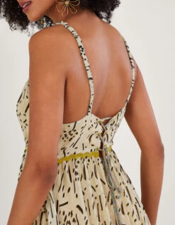 MONSOON Handkerchief Hem Print Dress With LENZING™ ECOVERO™ Yellow -Amour Fashion 23 54281514 2