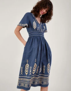 MONSOON Peacock Feather Dress Blue -Amour Fashion 23 54282839 2
