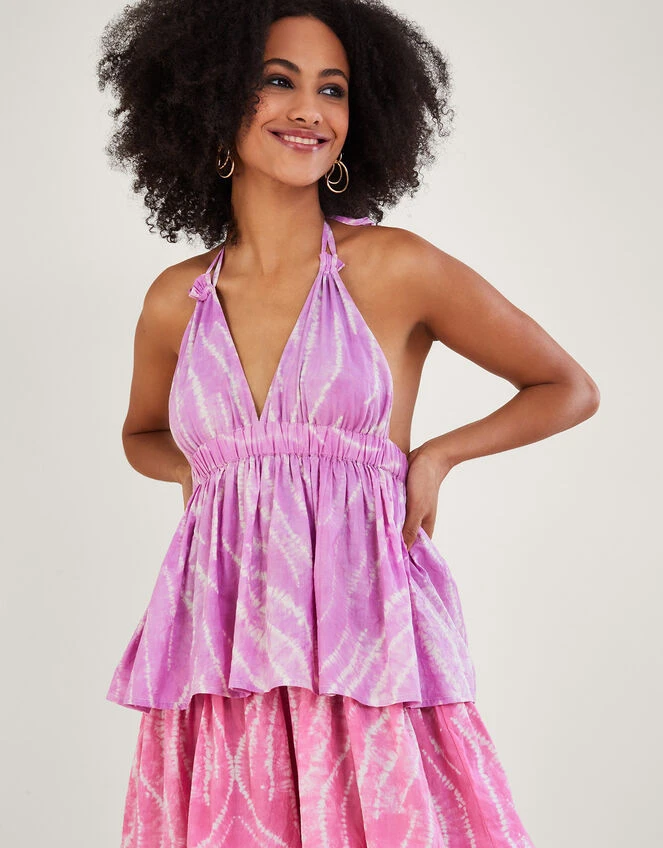 MONSOON Shibori Dye Print Tiered Dress Purple 5 MONSOON Shibori Dye Print Tiered Dress Purple - Image 3