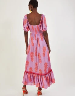 MONSOON Anasi Pineapple Print Dress In Sustainable Viscose Purple -Amour Fashion 23 54285994 3