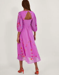 MONSOON Lusia Embroidered Wrap Dress In Recycled Polyester Purple -Amour Fashion 23 54286494 3