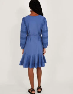 MONSOON Bib Embroidered Detail Dress In Sustainable Cotton Blue -Amour Fashion 23 54287102 3