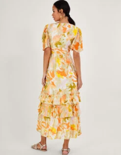 MONSOON Willow Metallic Print Wrap Dress With Sustainable Viscose Ivory -Amour Fashion 23 54288346 3