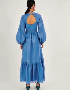 MONSOON Palmer Maxi Dress In Recycled Polyester Blue -Amour Fashion 23 54291102 3