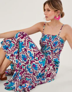 MONSOON Fire Flower Ikat Cami Dress Blue -Amour Fashion 23 54315402 2