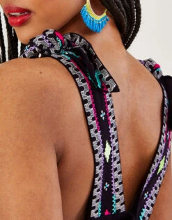 MONSOON Wide Strap Motif Embroidered Maxi Cami Dress Black -Amour Fashion 23 54315801 2