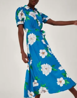 MONSOON Milana Embellished Shirt Dress In Sustainable Viscose Blue -Amour Fashion 23 64019902 2