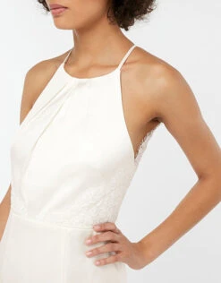 MONSOON Anne Lace Back Satin Maxi Wedding Dress Ivory -Amour Fashion 23 64020746 3