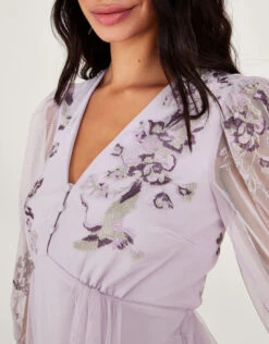 MONSOON Karen Embroidered Dress In Recycled Polyester Purple -Amour Fashion 23 64027294 2