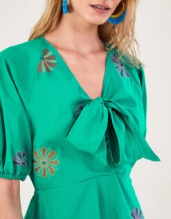 MONSOON Embroidered Flower Midi Dress Green -Amour Fashion 23 64031707 2
