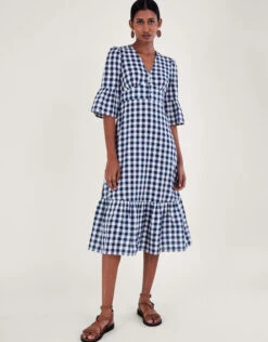 MONSOON Gingham Dress Blue -Amour Fashion 23 64033361 2