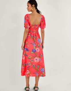 MONSOON Regina Floral Print Tea Dress With Sustainable Viscose Orange -Amour Fashion 23 64044034 3