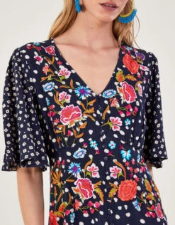 MONSOON Rori Embroidered Tea Dress Blue -Amour Fashion 23 64044361 2