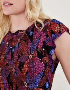 MONSOON Shirred Floral Dress In LENZING™ ECOVERO™ Black -Amour Fashion 23 64070301 2