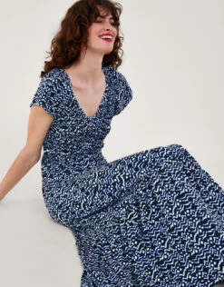 MONSOON Gio Print Shirred Dress Black -Amour Fashion 23 64074801 2