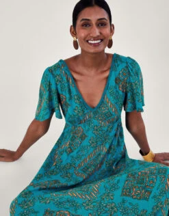 MONSOON Print Midi Dress Blue -Amour Fashion 23 64177680 2