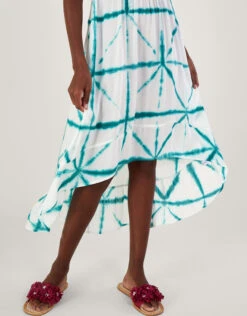 MONSOON Tie Dye Cross Print High Low Dress In LENZING™ ECOVERO™ White -Amour Fashion 23 64178313 2