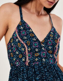 MONSOON Embellished Print Maxi Cami Dress In Sustainable Viscose Blue -Amour Fashion 23 64180861 2
