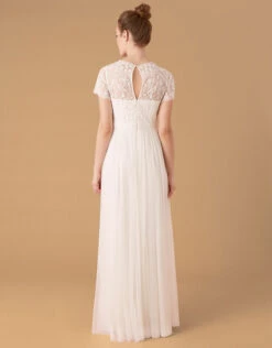 MONSOON Olive Floral Embellished Tulle Bridal Dress Ivory -Amour Fashion 23 84012446 2