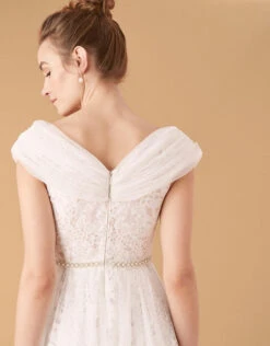 MONSOON Laurie Lace And Tulle Bardot Bridal Dress Ivory -Amour Fashion 24 14998646 3