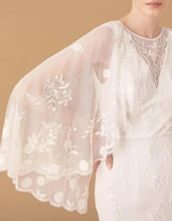 MONSOON Zoey Floral Cape Bridal Dress Ivory -Amour Fashion 24 14999046 3