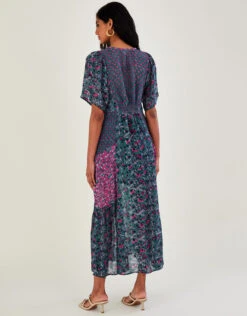 MONSOON Artisan Bloom Print Short Sleeve Midi Dress Blue 7 MONSOON Artisan Bloom Print Short Sleeve Midi Dress Blue -Amour Fashion 24 34105102 3