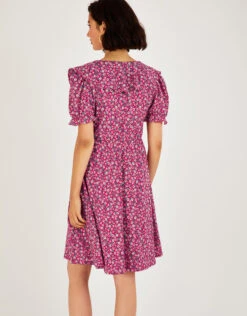 MONSOON Ditsy Print Angel Sleeve Jersey Dress Red -Amour Fashion 24 34158009 3